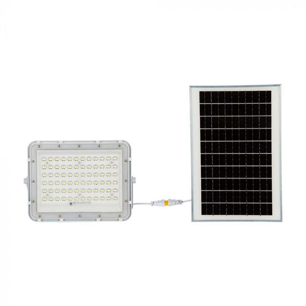 120W(1200Lm) LED SMART floodlight with solar battery 12000 mAh and remote control, IP65, V-TAC, white, cold white light 6400K