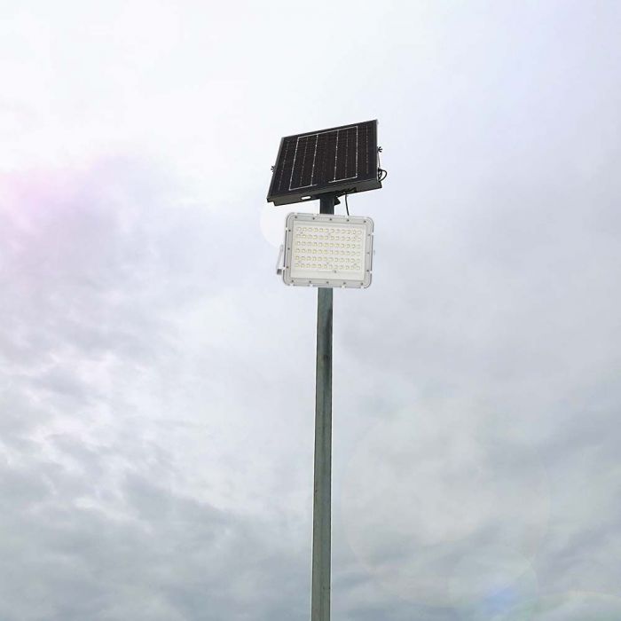 15W (1200Lm) LED SMART valgusfoor 12000 mAh päikesepatarei ja kaugjuhtimispuldiga, IP65, V-TAC, valge, neutraalne valge valgus 4000K