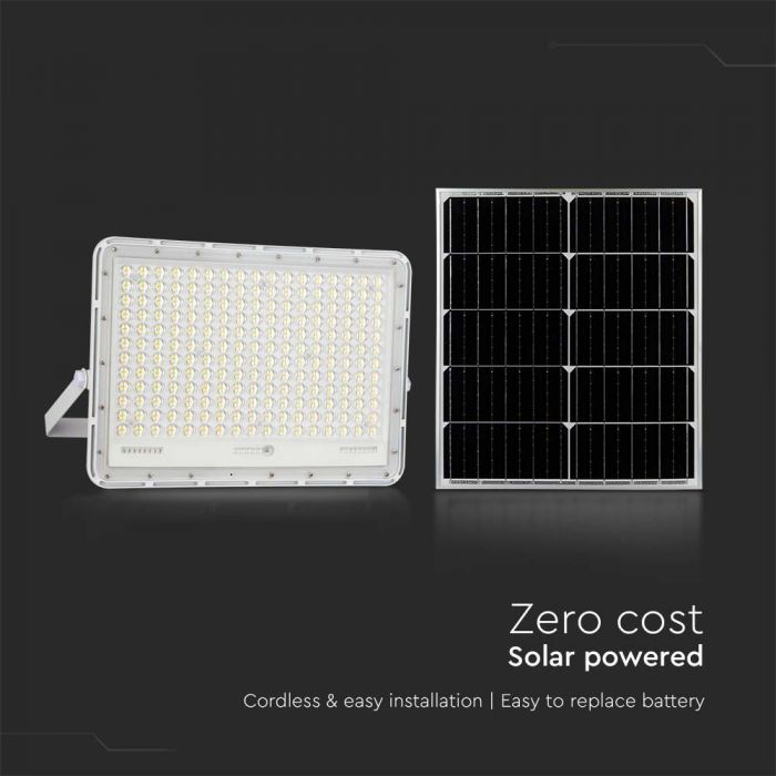 30W(2600Lm) LED  prožektors ar saules bateriju 20000 mAh un pulti, IP65, V-TAC, balts, auksti balta gaisma 6400K