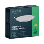 3W(330Lm) LED panel, IP20, recessed, round, white, Ø90.5x28mm, recessed Ø68mm, warm white light 3000K