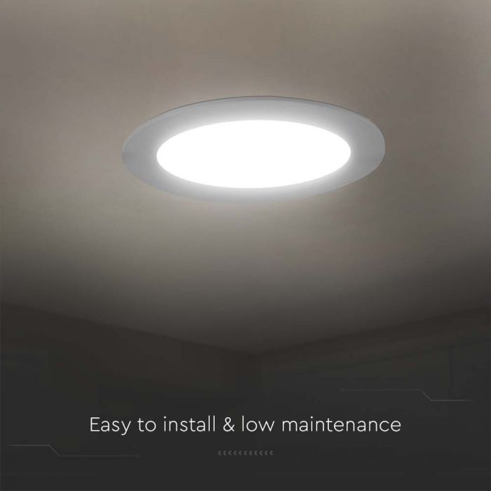 3W(330Lm) LED panel, IP20, recessed, round, white, Ø90.5x28mm, recessed Ø68mm, warm white light 3000K
