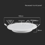 3W(330Lm) LED panel, IP20, recessed, round, white, Ø90.5x28mm, recessed Ø68mm, warm white light 3000K