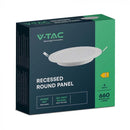 6W(660Lm) LED panel, IP20, recessed, round, white, Ø120.5x28,4mm, recessed Ø92mm, neutral white light 4000K