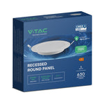 6W(630Lm) LED MINI panelis, iebūvējams, balts, apaļš, Ø120.5x28,4mm, iebūv. izm Ø92mm, V-TAC, IP20, 3IN1