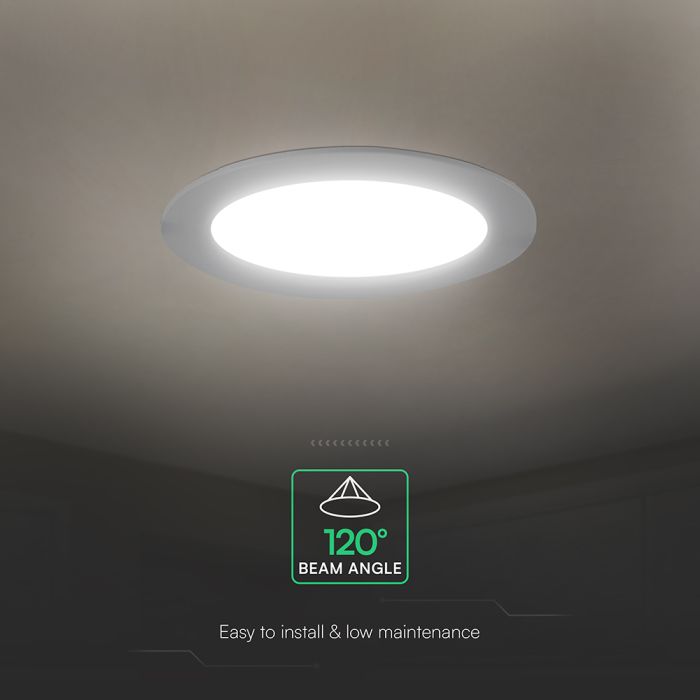 6W(630Lm) LED MINI panelis, iebūvējams, balts, apaļš, Ø120.5x28,4mm, iebūv. izm Ø92mm, V-TAC, IP20, 3IN1