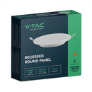 12W(1200Lm) LED panel, IP20, V-TAC, recessed, round, white, Ø170x28,4mm, recessed. Ø130mm, warm white light 3000K