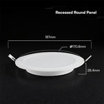 12W (1320 lm) LED MINI panel, recessed, white, round, Ø170 x 28.4 mm, recessed cutout Ø130 mm, V-TAC, IP20, 3-in-1