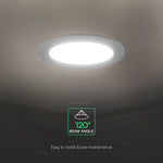 12W (1320 lm) LED MINI panel, recessed, white, round, Ø170 x 28.4 mm, recessed cutout Ø130 mm, V-TAC, IP20, 3-in-1