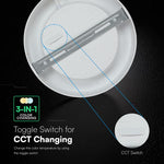 12W (1320 lm) LED MINI panel, recessed, white, round, Ø170 x 28.4 mm, recessed cutout Ø130 mm, V-TAC, IP20, 3-in-1