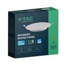 Светодиодная панель 12Вт(1200Лм), IP20, V-TAC, встраиваемая, круглая, белая, Ø170x28,4мм, встраив. Ø130 мм, нейтральный белый свет 4000K
