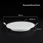 24W(2640Lm) LED MINI panelis, iebūvējams, balts, apaļš,  Ø294x29,1mm, iebūv. izm Ø244mm,  V-TAC, IP20, 3IN1