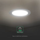 24W(2640Lm) LED MINI panelis, iebūvējams, balts, apaļš, V-TAC, IP20, 3IN1