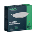 24W(2640Lm) LED panelis, IP20, V-TAC, iebūvējams, apaļš, balts, Ø294x29,1mm, iebūv. izm Ø244mm, auksti balta gaisma 6500K