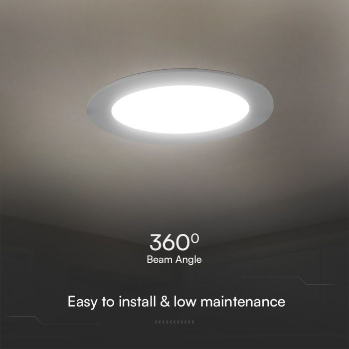 24W(2640Lm) LED-paneel, IP20, V-TAC SAMSUNG, süvistatav, ümmargune, valge, Ø294x29.1mm, neutraalne valge valgus 4000K (koopia)