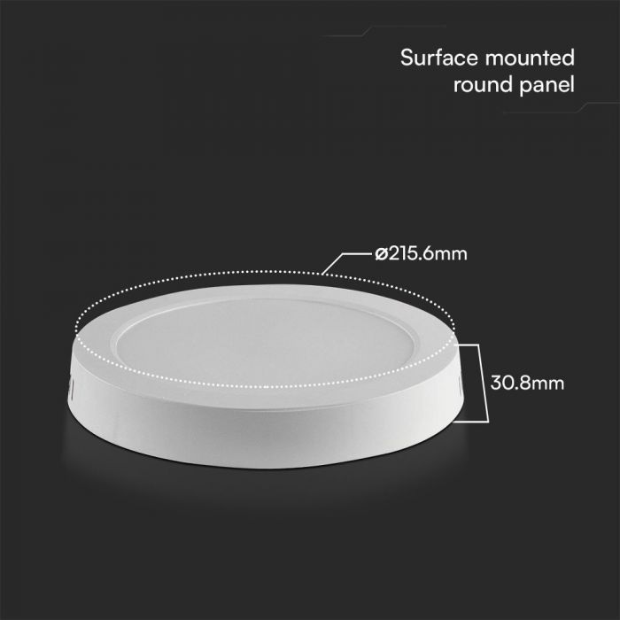 18W(1980Lm) LED panel round, IP20, V-TAC SAMSUNG, white, neutral white light 4000K