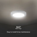 24W(2500Lm) LED panel recessed, round, white, V-TAC SAMSUNG, IP20, 5 years warranty, warm white light 3000K