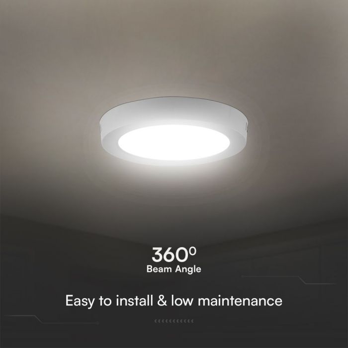 24W(2500Lm) LED panelis virsapmetuma, apaļš, balts, V-TAC SAMSUNG, IP20, garantija 5 gadi, silti balta gaisma 3000K