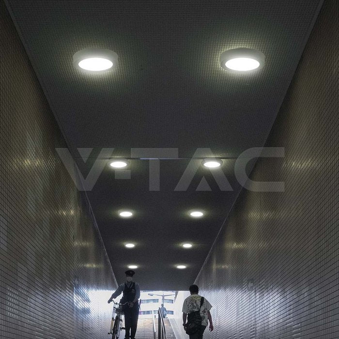 24W(2640Lm) LED apaļš virsapmetuma panelis, V-TAC VT-60024CCT, CREE SMD, 110Lm/W, IP20, balts, Ø288,6x31,2mm, 120°, 6 gadu garantija, 3in1 gaisma 3000K/4000K/6500K