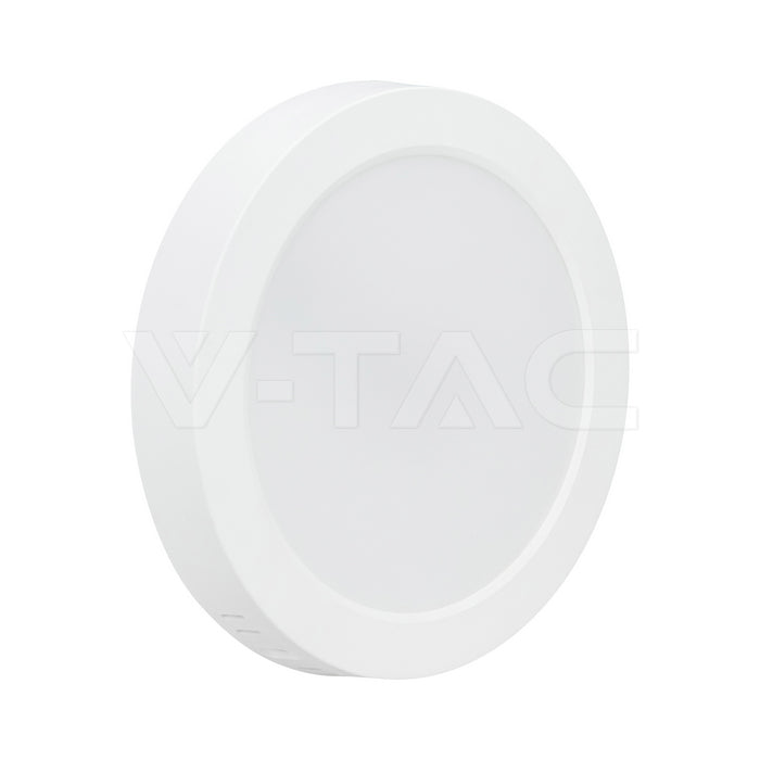24W(2640Lm) LED apaļš virsapmetuma panelis, V-TAC VT-60024CCT, CREE SMD, 110Lm/W, IP20, balts, Ø288,6x31,2mm, 120°, 6 gadu garantija, 3in1 gaisma 3000K/4000K/6500K