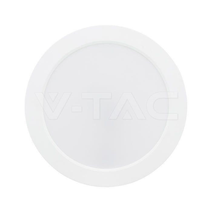 24W(2640Lm) LED apaļš virsapmetuma panelis, V-TAC VT-60024CCT, CREE SMD, 110Lm/W, IP20, balts, Ø288,6x31,2mm, 120°, 6 gadu garantija, 3in1 gaisma 3000K/4000K/6500K