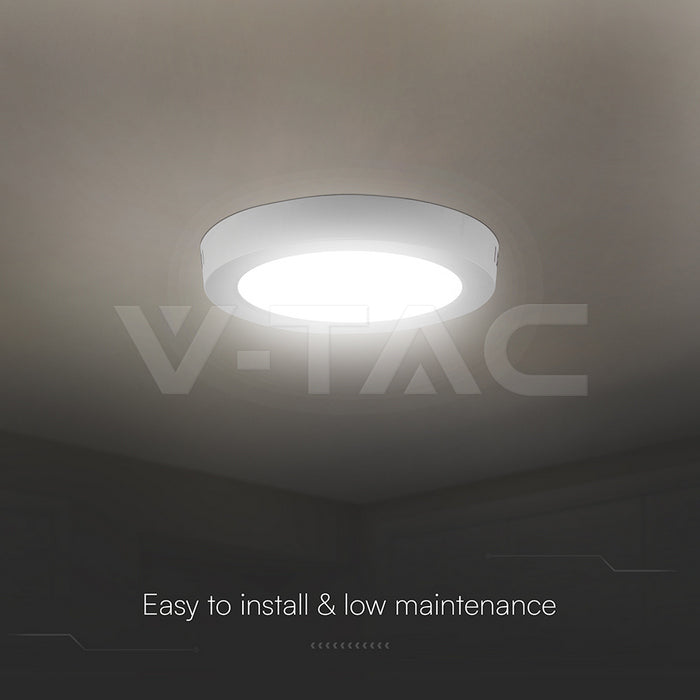 24W(2640Lm) LED apaļš virsapmetuma panelis, V-TAC VT-60024CCT, CREE SMD, 110Lm/W, IP20, balts, Ø288,6x31,2mm, 120°, 6 gadu garantija, 3in1 gaisma 3000K/4000K/6500K