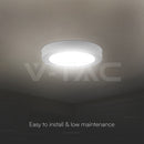 24W(2640Lm) LED apaļš virsapmetuma panelis, V-TAC VT-60024CCT, CREE SMD, 110Lm/W, IP20, balts, Ø288,6x31,2mm, 120°, 6 gadu garantija, 3in1 gaisma 3000K/4000K/6500K