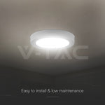 24W(2640Lm) LED apaļš virsapmetuma panelis, V-TAC VT-60024CCT, CREE SMD, 110Lm/W, IP20, balts, Ø288,6x31,2mm, 120°, 6 gadu garantija, 3in1 gaisma 3000K/4000K/6500K