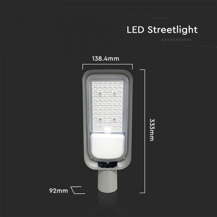 30W(2505Lm) LED gatlykta, V-TAC, IP65, svart, neutralvitt ljus 4000K