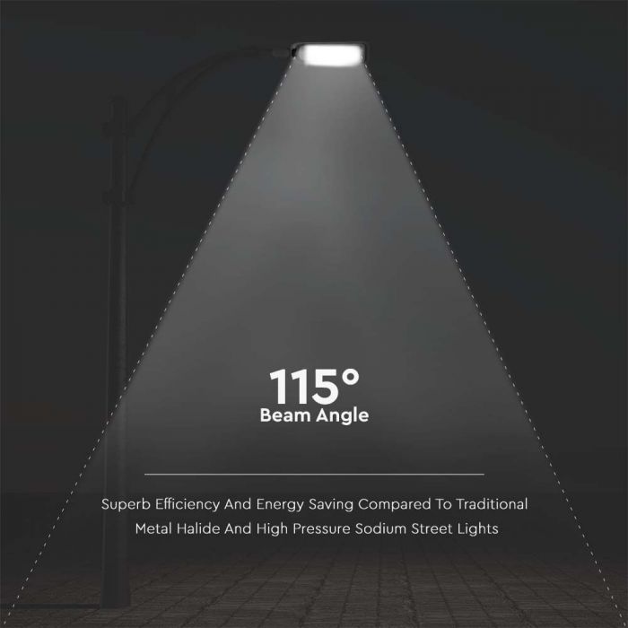 100W(8700Lm) LED street lamp, V-TAC, IP65, black, cold white light 6500K