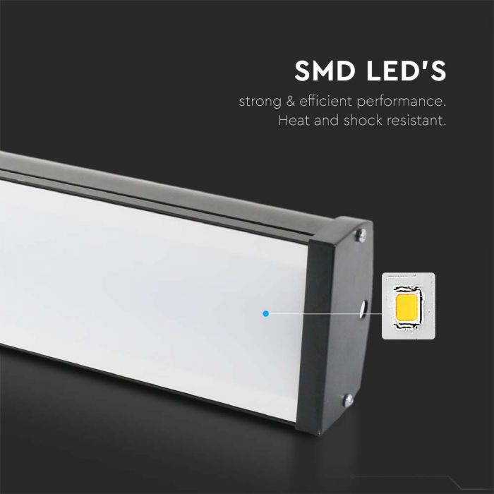 100W (8700Lm) LED lineaarne laovalgusti, IP65, IK05, V-TAC, must, neutraalne valge valgus 4000K