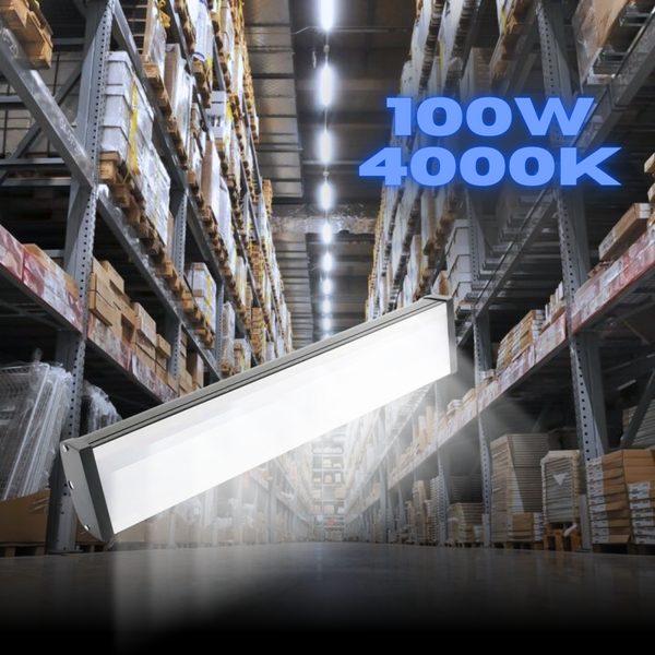 100W(8700Lm) LED linear warehouse light, IP65, IK05, V-TAC, black, neutral white light 4000K