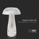 1W(50Lm) LED mushroom shaped table lamp, V-TAC, IP20, DC:5V, 1A, 1800mAh Lithium battery, dimmable, 3IN1