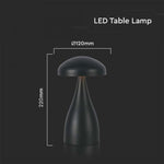 1W(55Lm) LED uppladdningsbar bordslampa, IP20, V-TAC, DC:5V, 1A med 1800mAH batteri, svart, 3IN1
