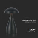 1W(55Lm) LED uppladdningsbar bordslampa, IP20, V-TAC, DC:5V, 1A med 1800mAH batteri, svart, 3IN1