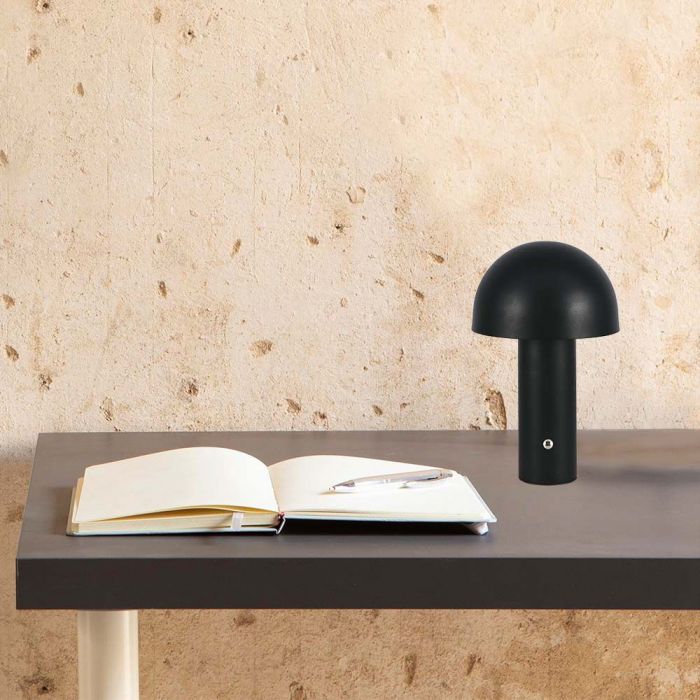 2W(200Lm) LED uzlādējama galda lampa ar 1800mAH bateriju, DC:5V, 1A, IP20, V-TAC, metāla, melna, 3IN1