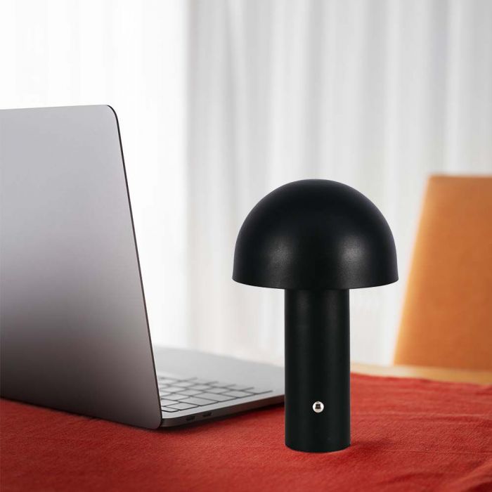 2W(200Lm) LED rechargeable table lamp with 1800mAH battery, DC:5V, 1A, IP20, V-TAC, metal, black, 3IN1