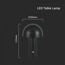 2W(200Lm) LED uzlādējama galda lampa ar 1800mAH bateriju, DC:5V, 1A, IP20, V-TAC, metāla, melna, 3IN1