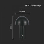 2W(200Lm) LED rechargeable table lamp with 1800mAH battery, DC:5V, 1A, IP20, V-TAC, metal, black, 3IN1