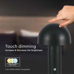 2W(200Lm) LED rechargeable table lamp with 1800mAH battery, DC:5V, 1A, IP20, V-TAC, metal, black, 3IN1