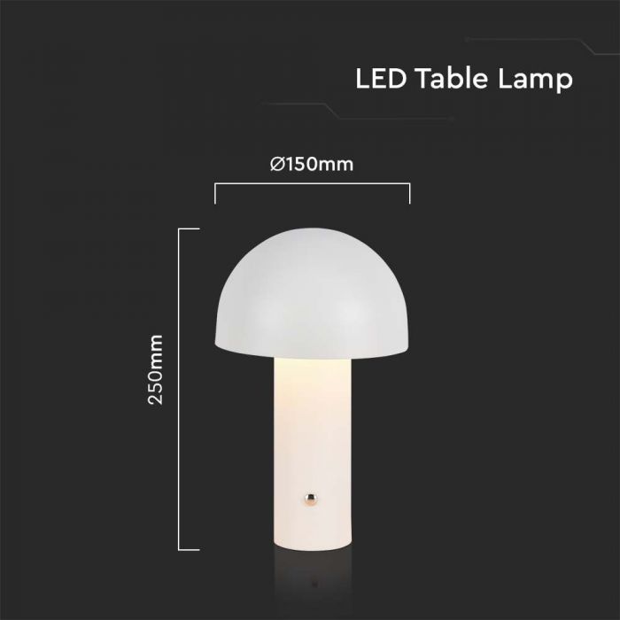 2W(200Lm) LED rechargeable table lamp with 1800mAH battery, DC:5V, 1A, IP20, V-TAC, metal, champagne, 3IN1