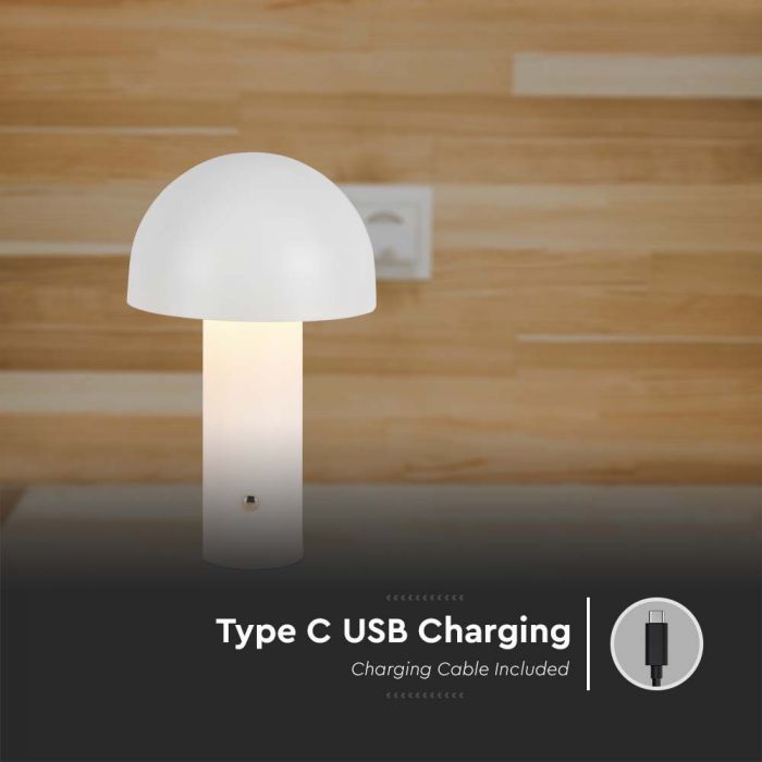 2W(200Lm) LED rechargeable table lamp with 1800mAH battery, DC:5V, 1A, IP20, V-TAC, metal, champagne, 3IN1