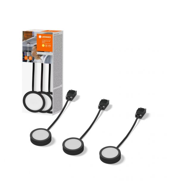3x3W(330Lm) LEDVANCE LED-armaturer, IP20, svart, varmvit 3000K