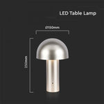 3W (200Lm) LED uppladdningsbar bordslampa med 1800mAH batteri, DC:5V, 1A, IP20, V-TAC, champagne, 3IN1