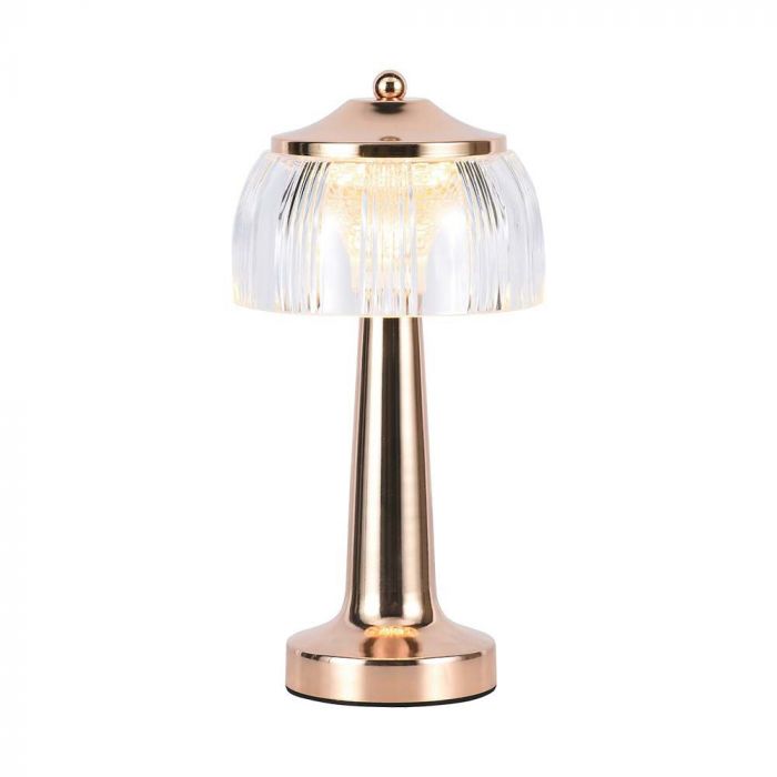 1W(55Lm) LED-bordslampa, V-TAC, IP20, med 1800mAh litiumbatteri, DC:5V, 1A, guld, 3IN1