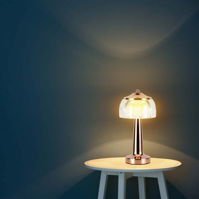 1W(55Lm) LED-bordslampa, V-TAC, IP20, med 1800mAh litiumbatteri, DC:5V, 1A, guld, 3IN1