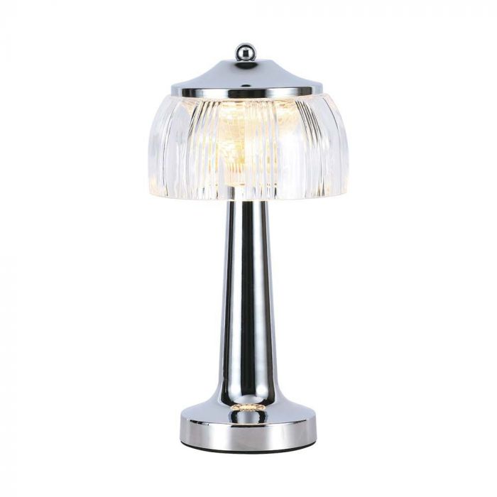 1W(55Lm) LED galda lampa, V-TAC, IP20,  1800mAh Litija baterija, DC:5V, 1A, hroma, 3IN1