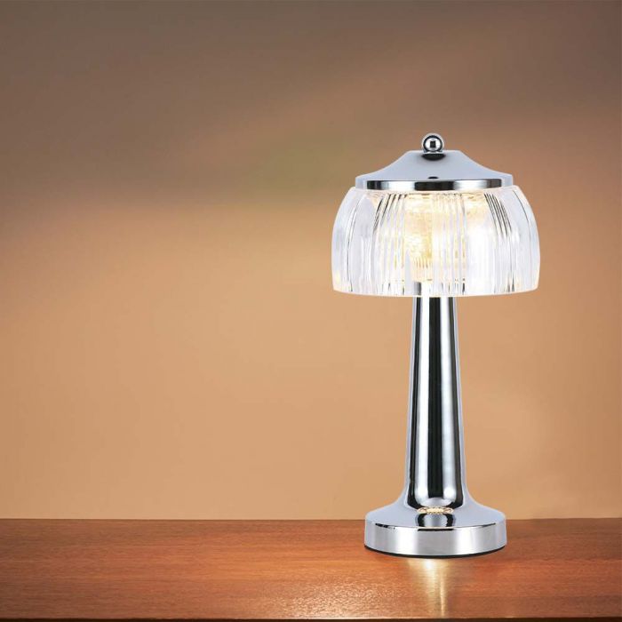 1W(55Lm) LED galda lampa, V-TAC, IP20,  1800mAh Litija baterija, DC:5V, 1A, hroma, 3IN1