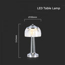 1W(55Lm) LED galda lampa, V-TAC, IP20,  1800mAh Litija baterija, DC:5V, 1A, hroma, 3IN1