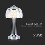 1W(55Lm) LED galda lampa, V-TAC, IP20,  1800mAh Litija baterija, DC:5V, 1A, hroma, 3IN1