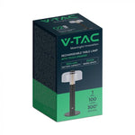 1W(100Lm) LED-bordslampa med 1800mAH batteri, DC:5V, 1A, V-TAC, IP20, dimbar, svart/transparent, varmvitt ljus 3000K